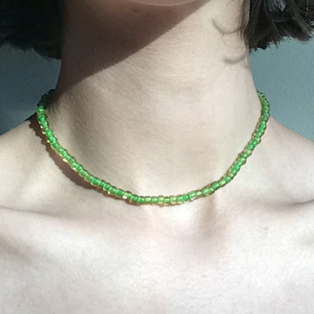 Beaded necklace, green